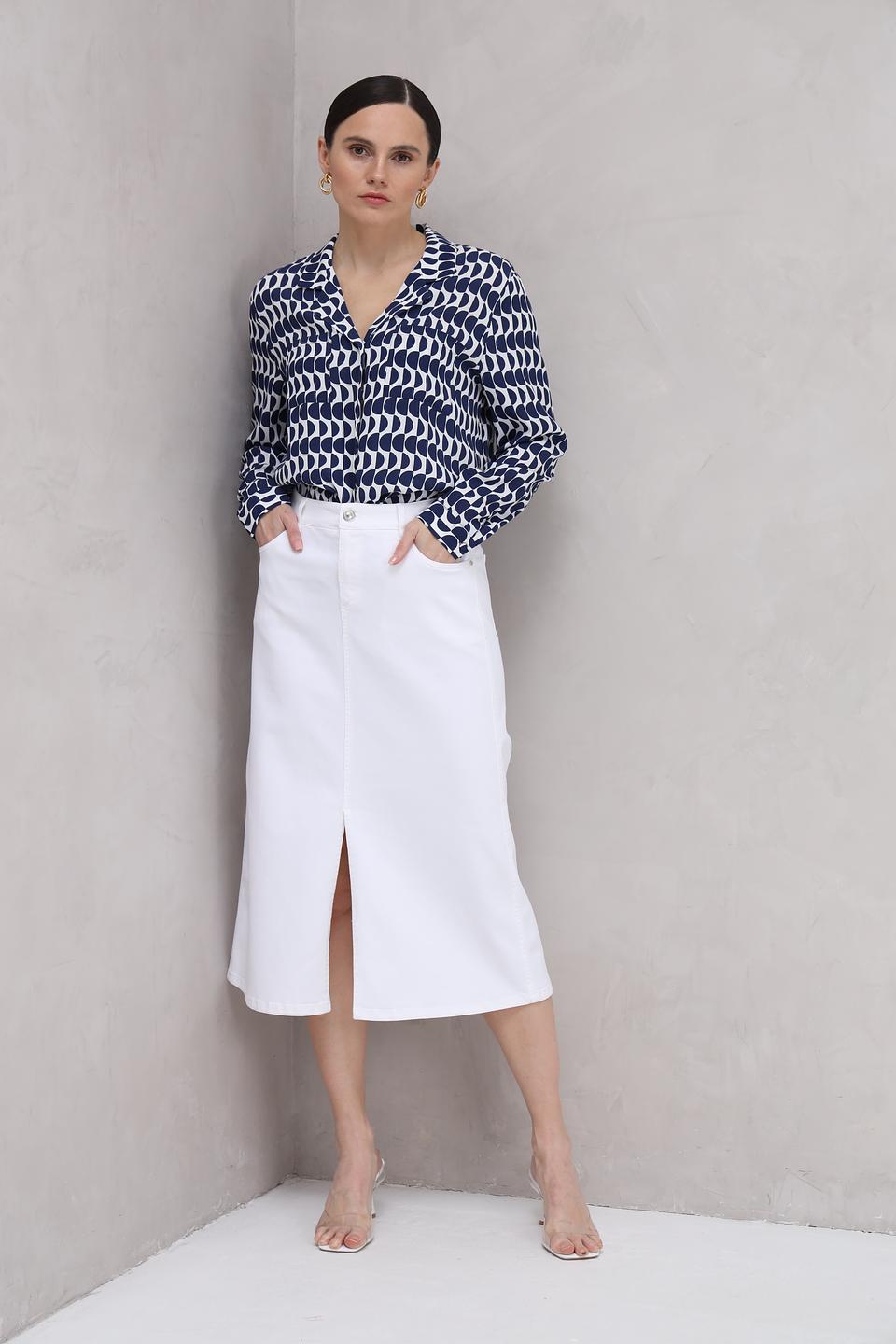 Юбка Gardeur деним белая с разрезом