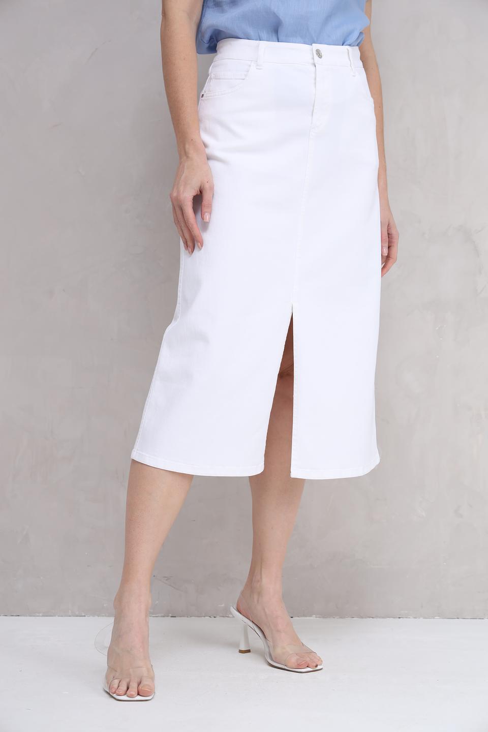 Юбка Gardeur деним белая с разрезом