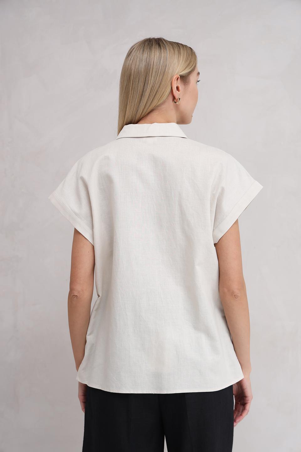 Блуза UNQ женская бежевая с коротким рукавом