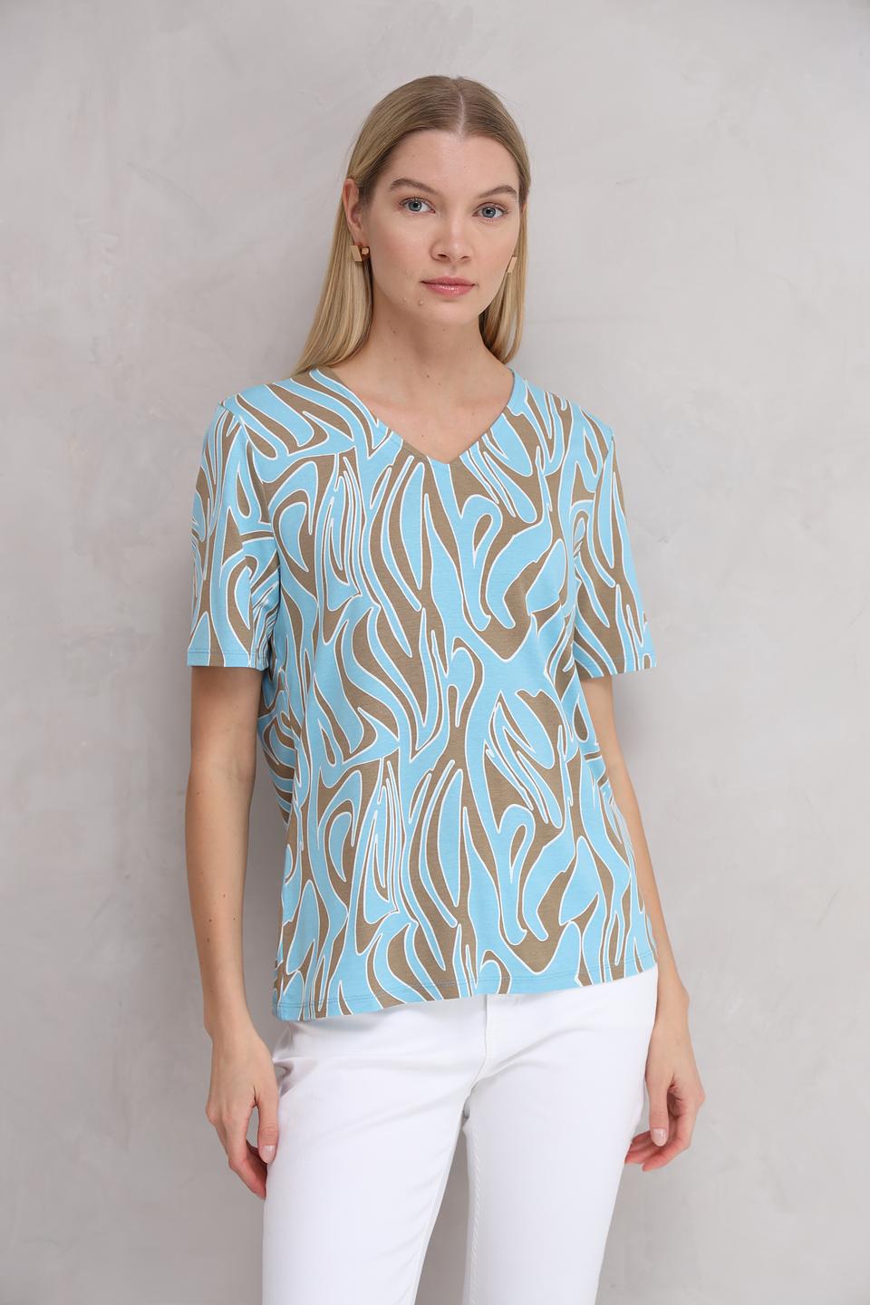 Футболка Barbara Lebek с принтом голубой