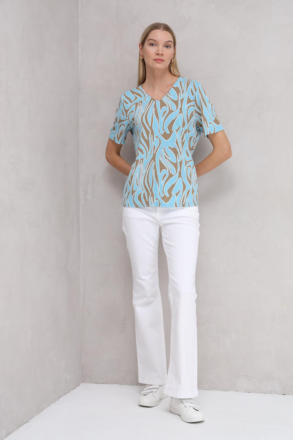 Футболка Barbara Lebek с принтом голубой