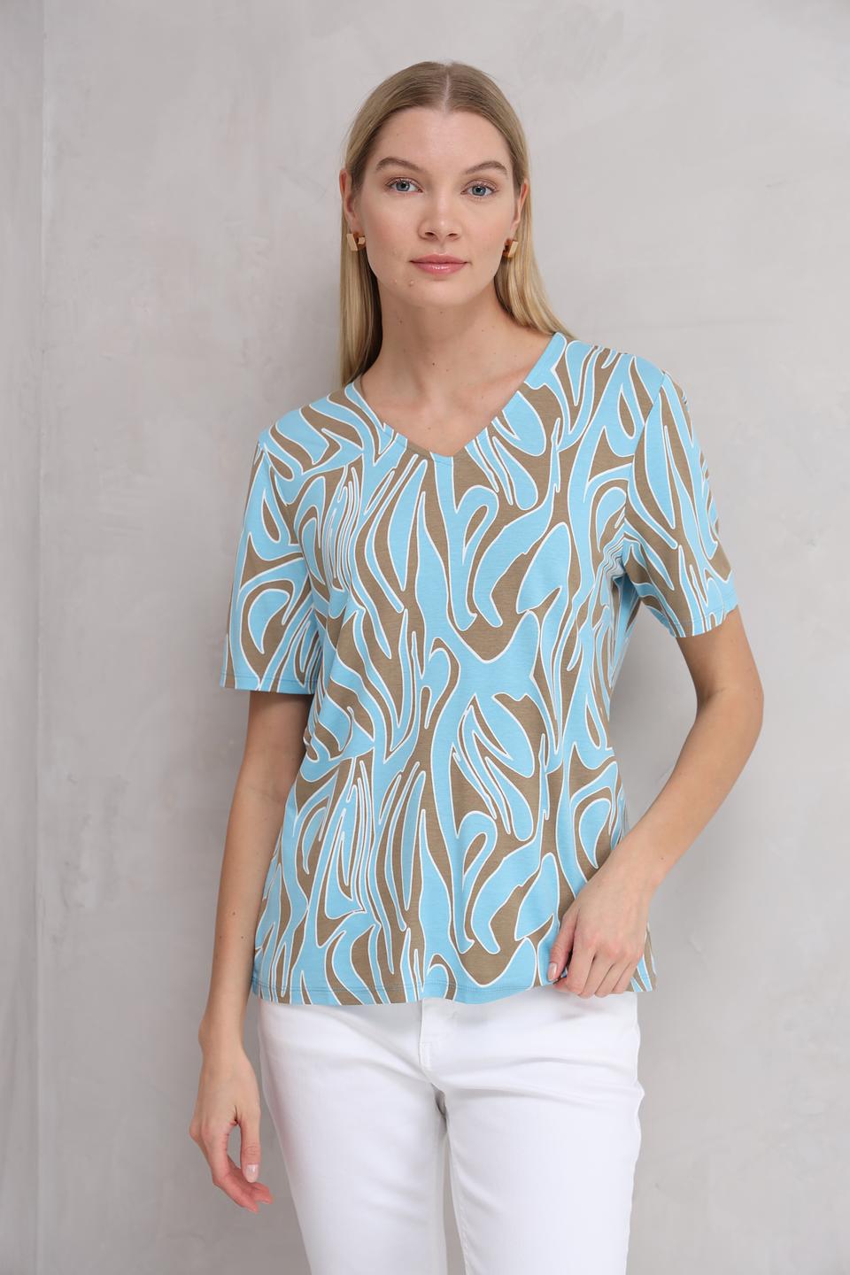 Футболка Barbara Lebek с принтом голубой