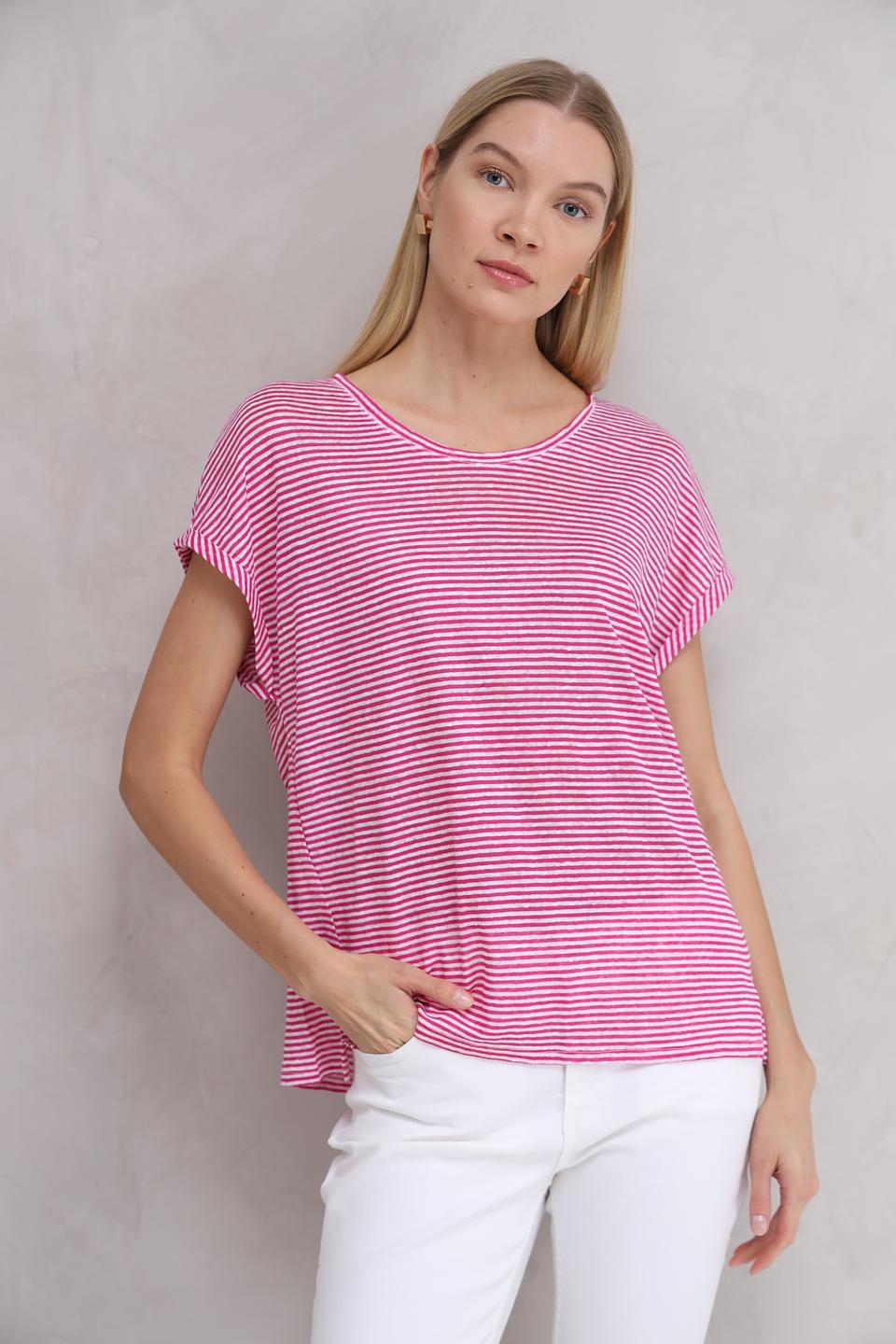 Футболка Oui в полоску малиновая