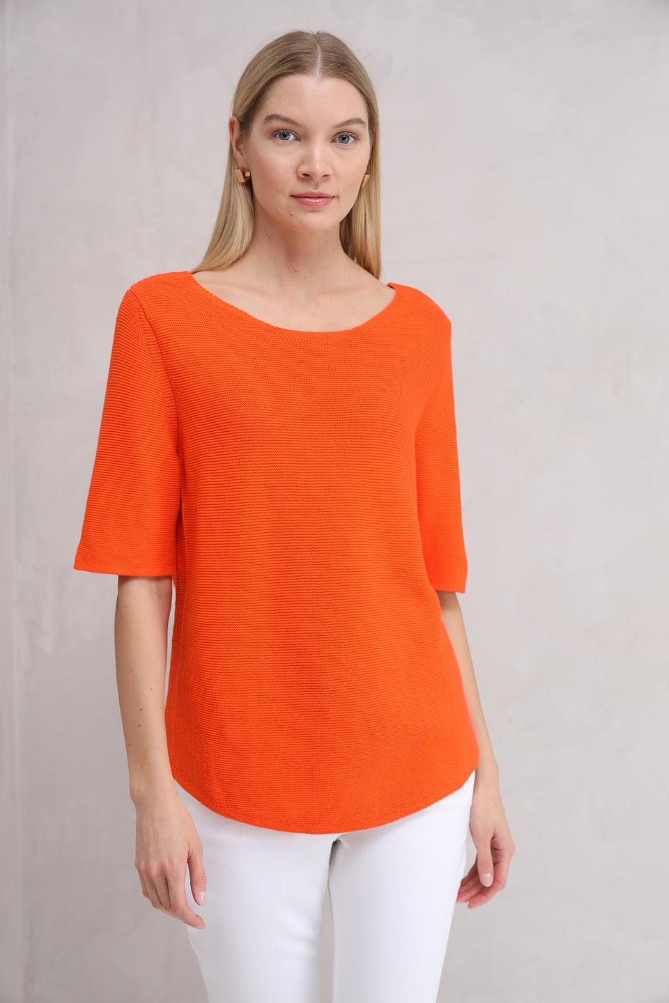 Пуловер Oui оранжевый с рукавом 3/4