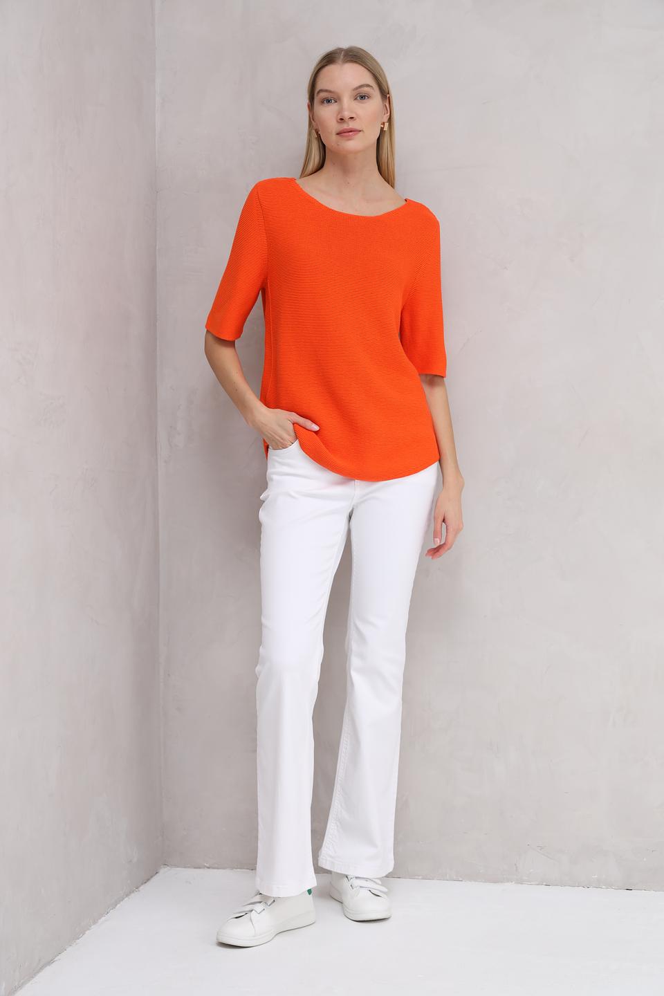 Пуловер Oui оранжевый с рукавом 3/4