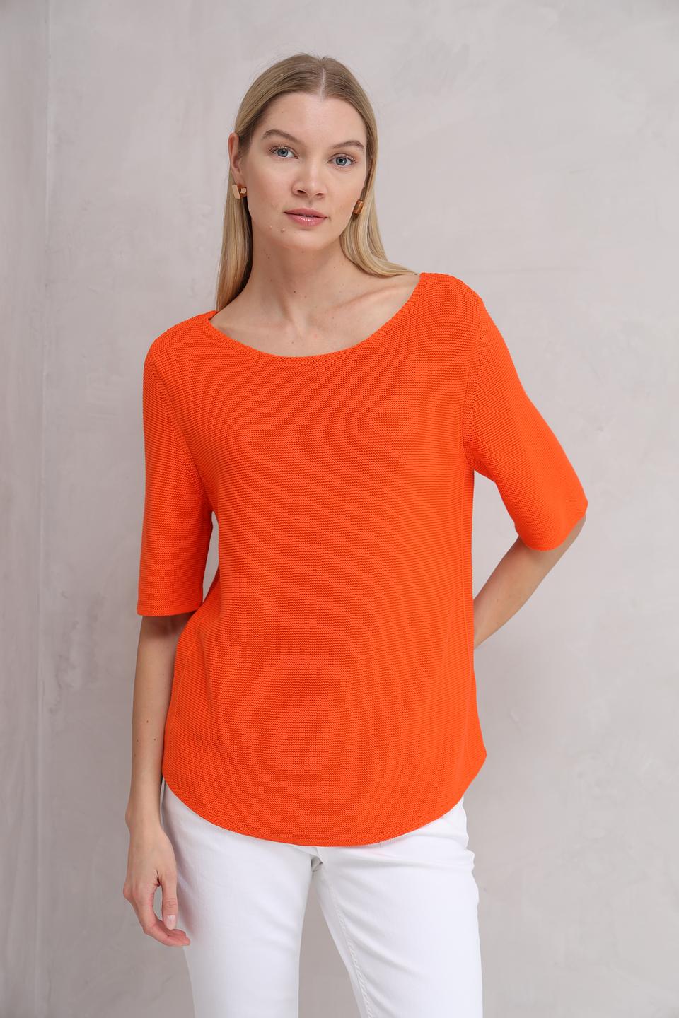 Пуловер Oui оранжевый с рукавом 3/4