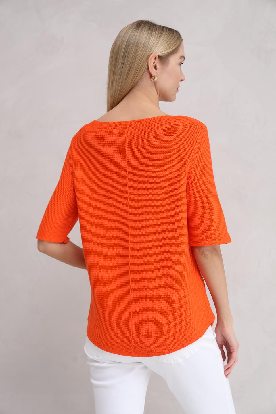 Пуловер Oui оранжевый с рукавом 3/4