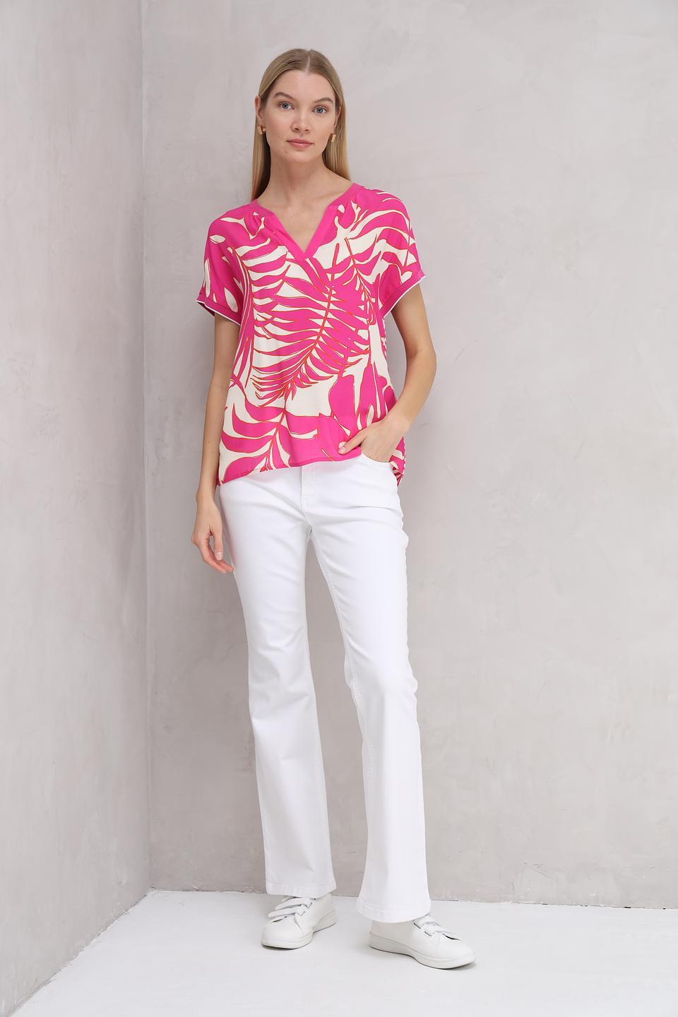 Блуза Oui с принтом, фуксия