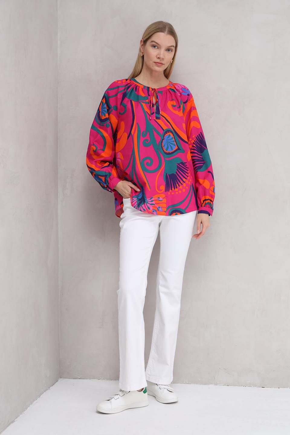 Блуза Oui с принтом фуксия