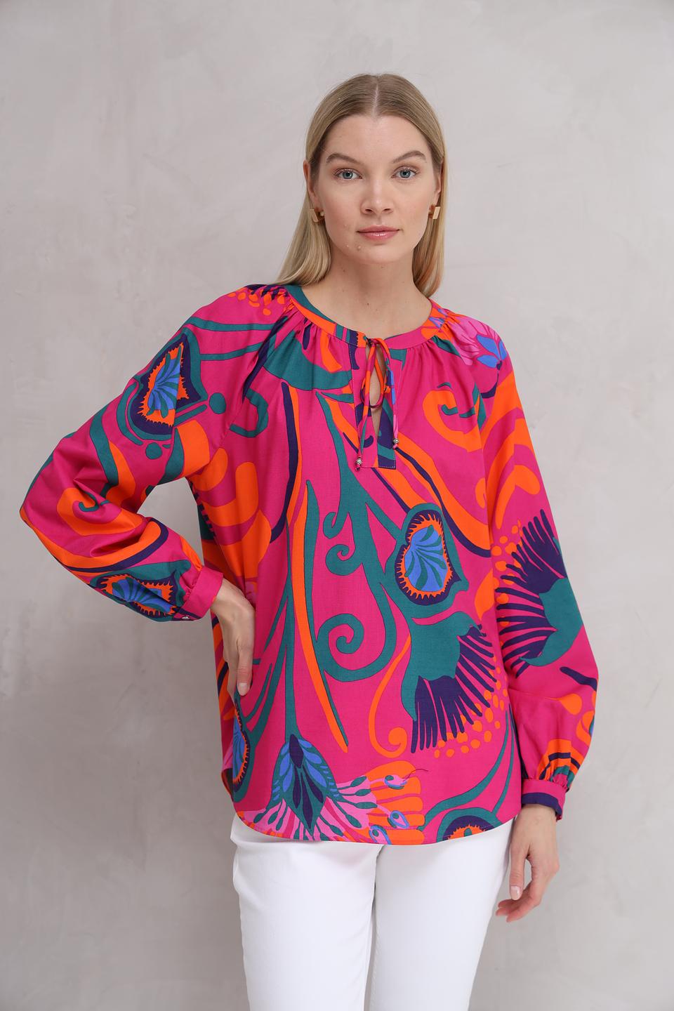 Блуза Oui с принтом фуксия