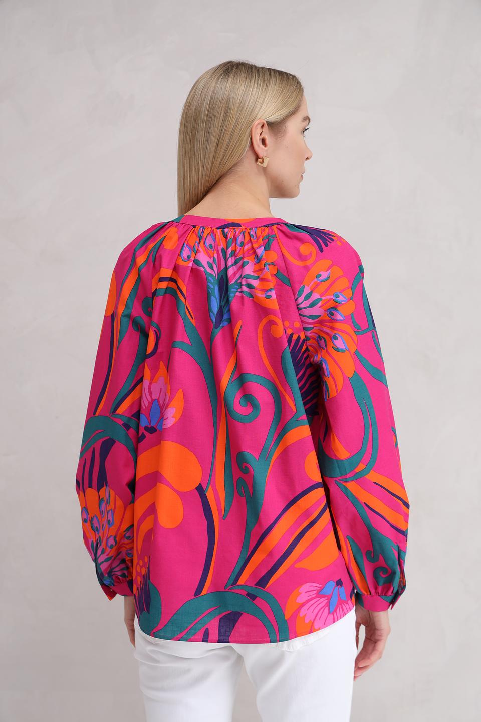 Блуза Oui с принтом фуксия