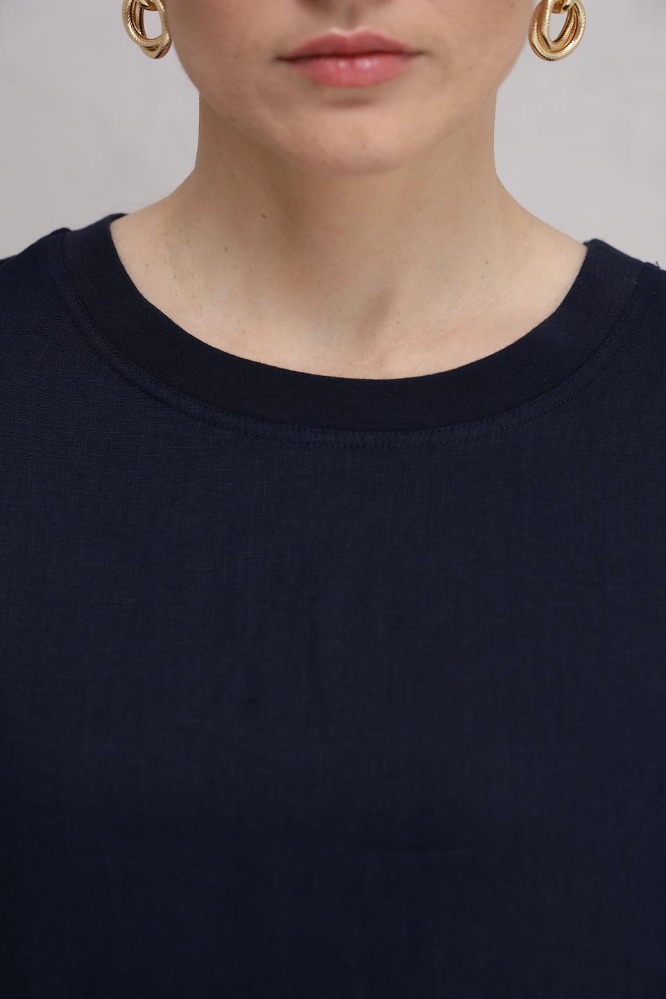 Платье Oui из льна тёмно-синее