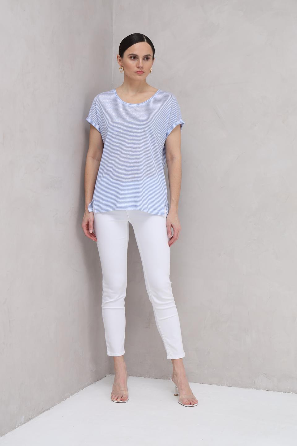 Футболка Oui в полоску голубую