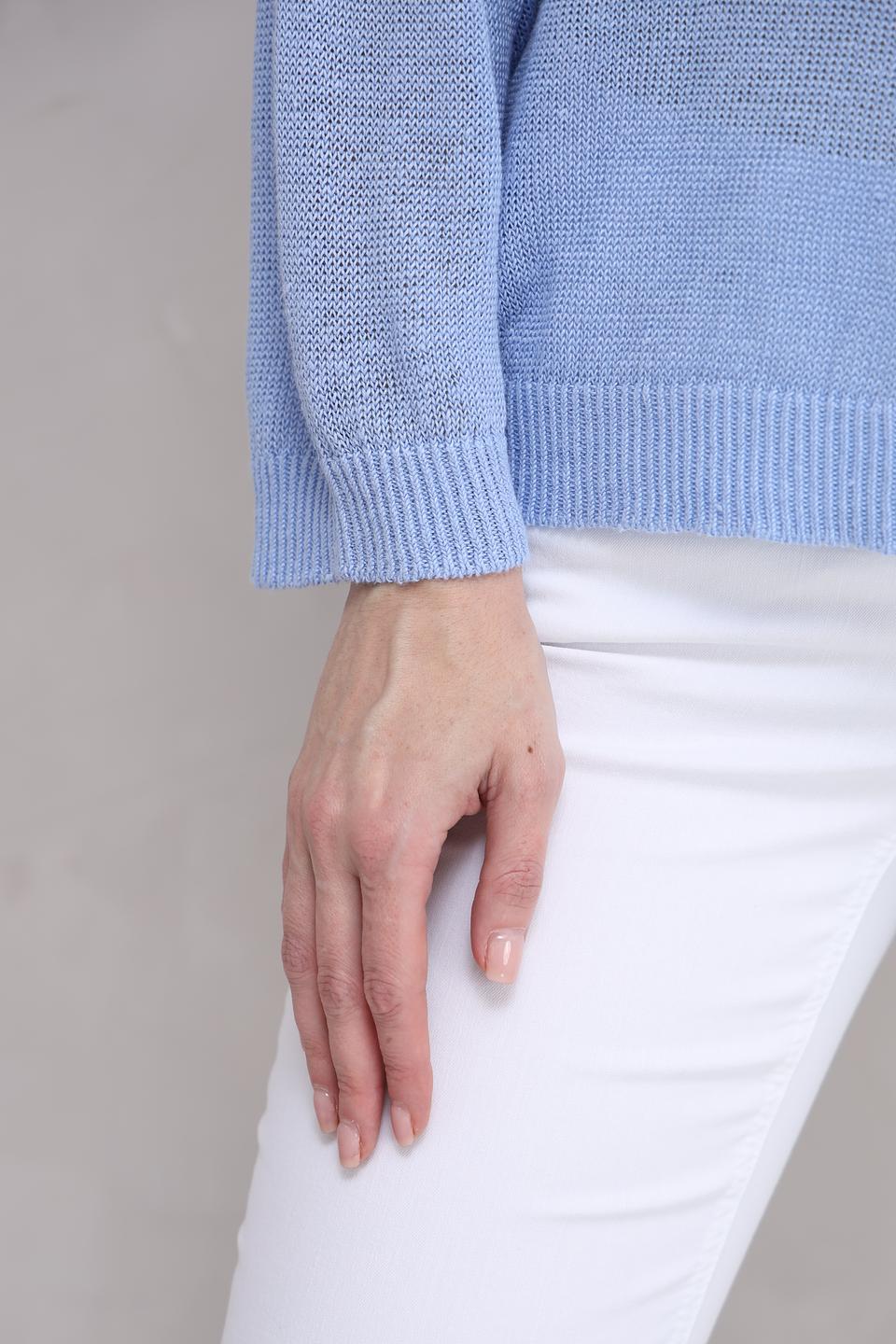 Пуловер Oui голубой с рукавом-фонарик