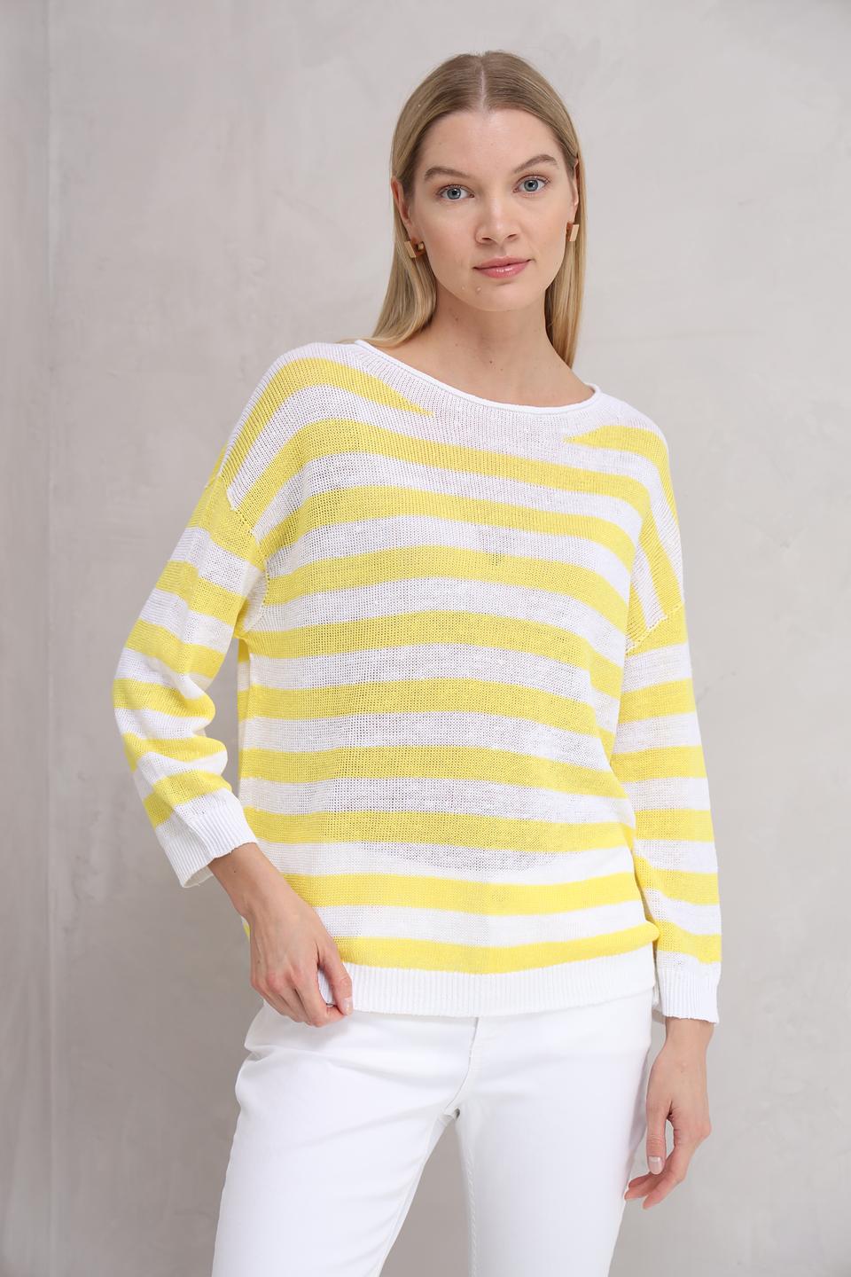 Пуловер Oui в полоску жёлтый