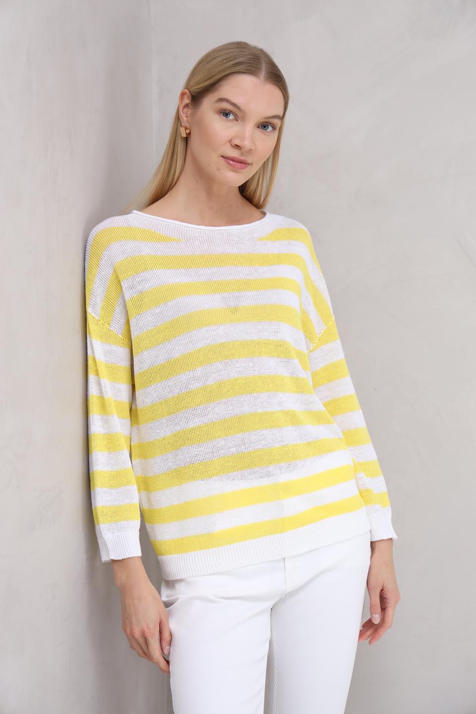Пуловер Oui в полоску жёлтый