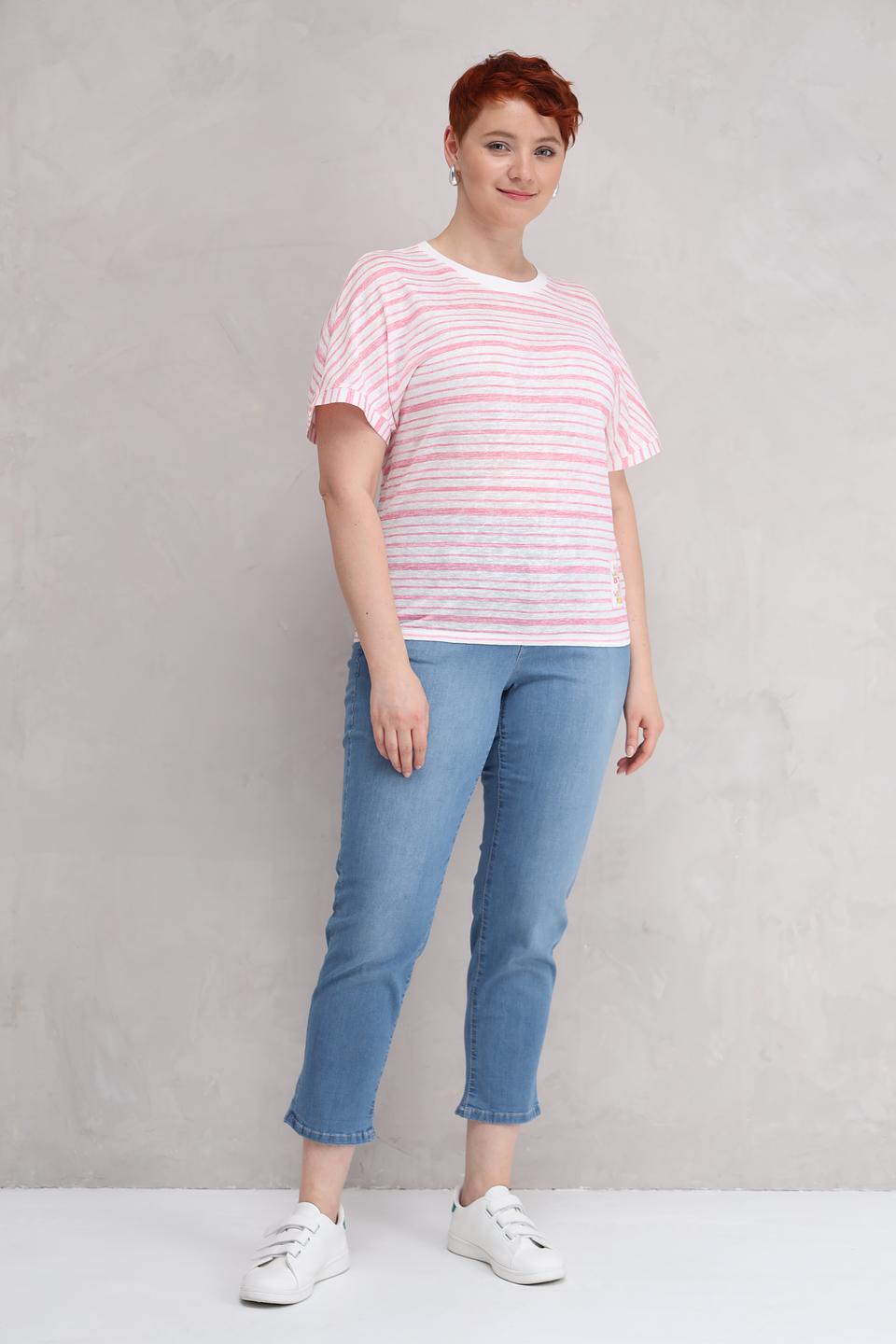Футболка Lecomte в полоску розовая