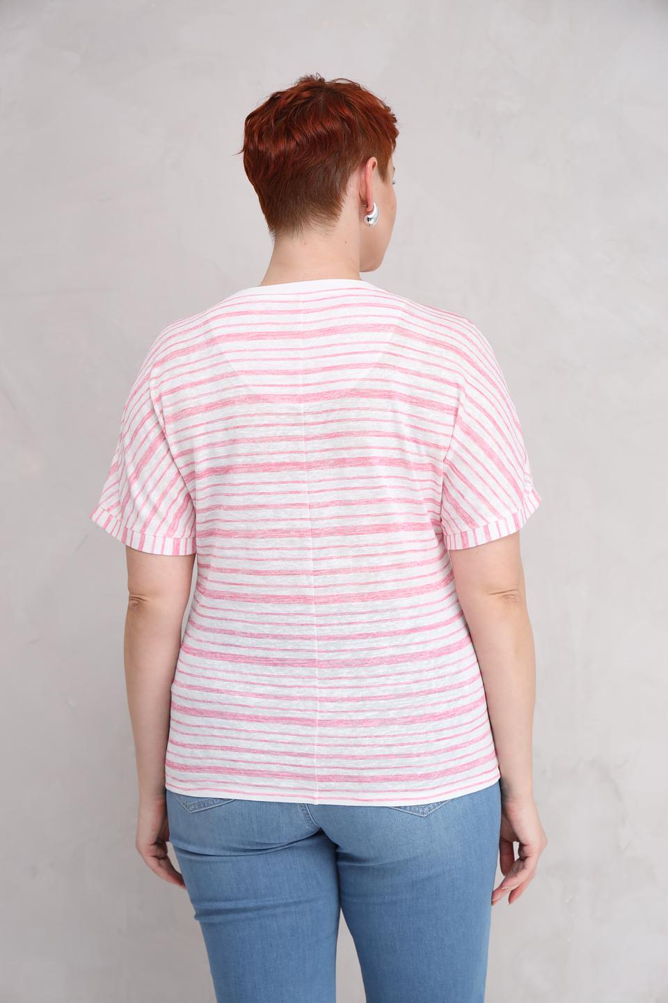Футболка Lecomte в полоску розовая
