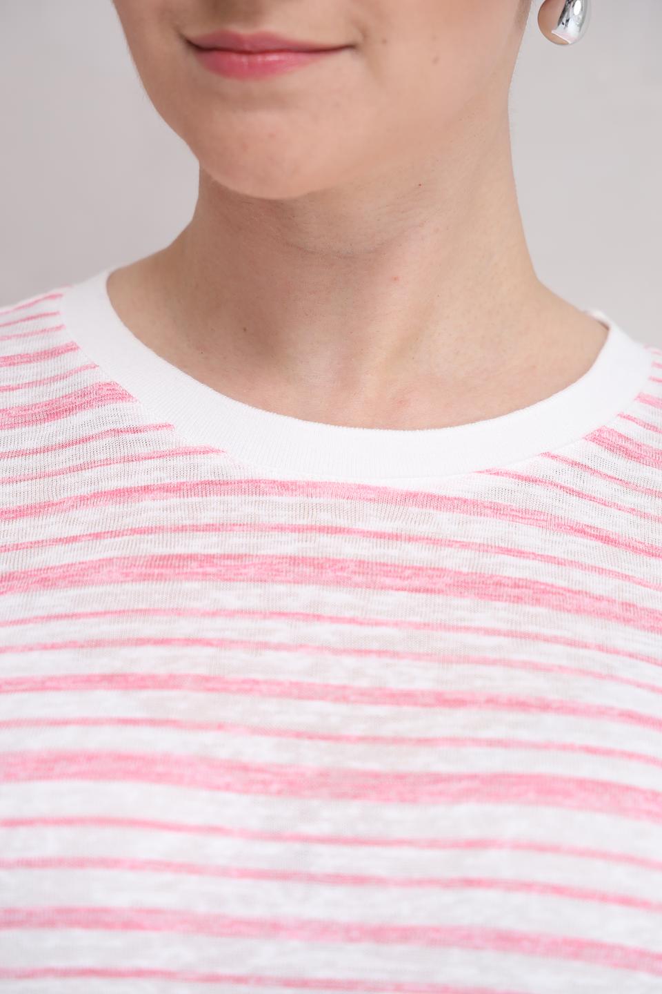 Футболка Lecomte в полоску розовая