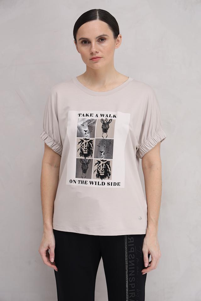 Футболка Monari с принтом бежевая