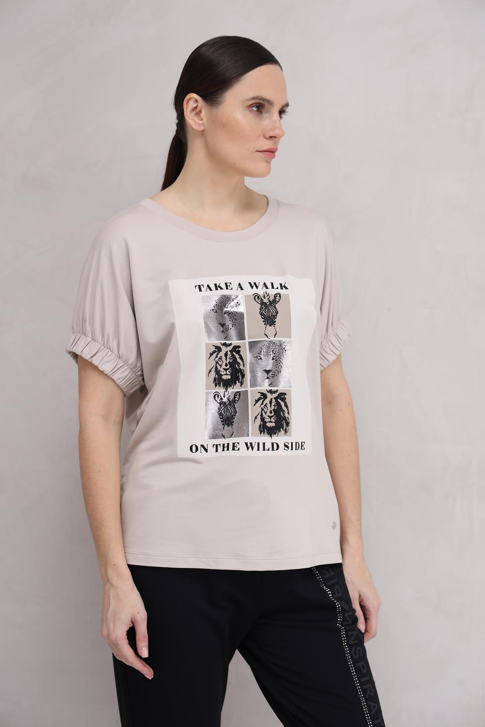 Футболка Monari с принтом бежевая