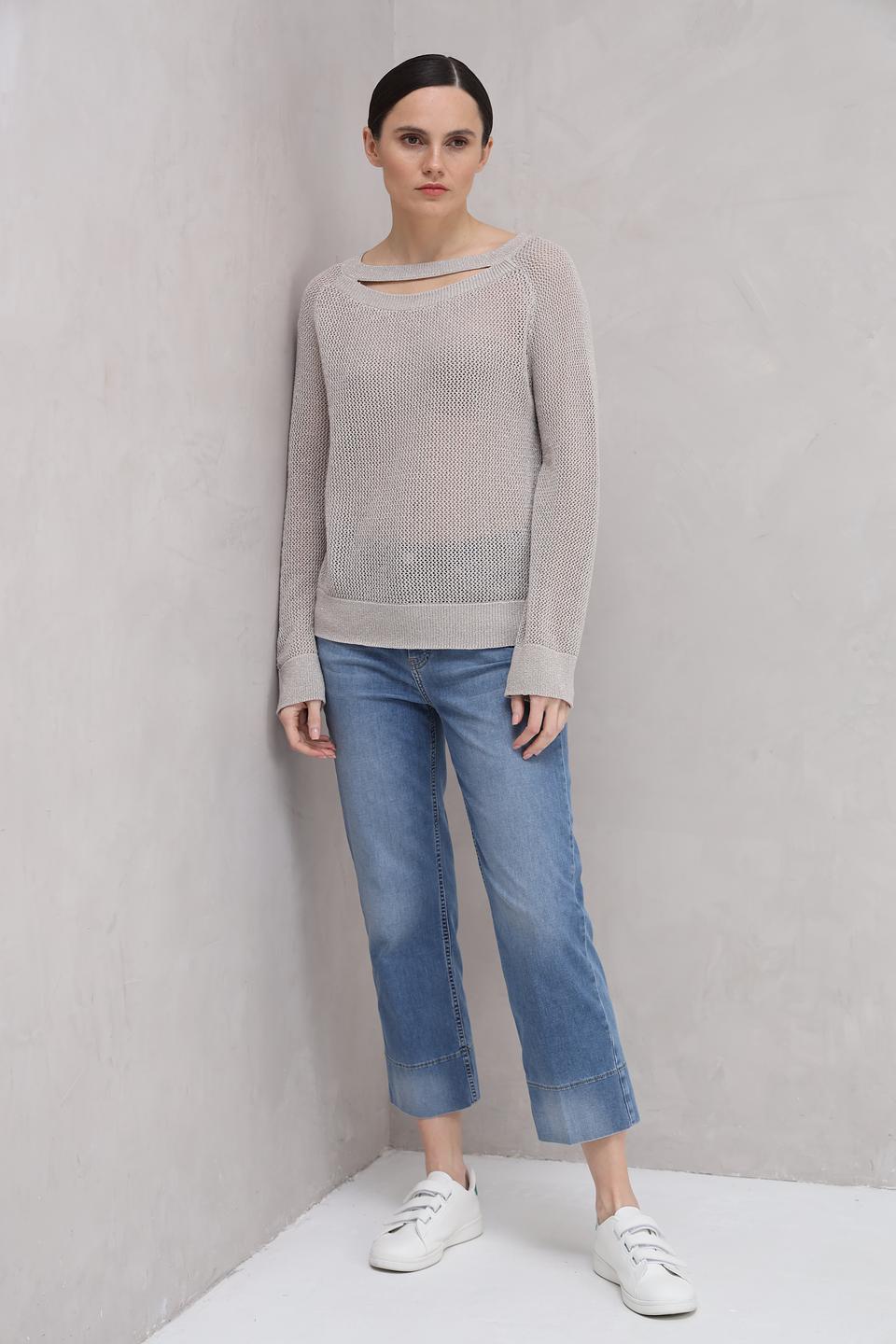 Пуловер Monari с вырезом бежевый