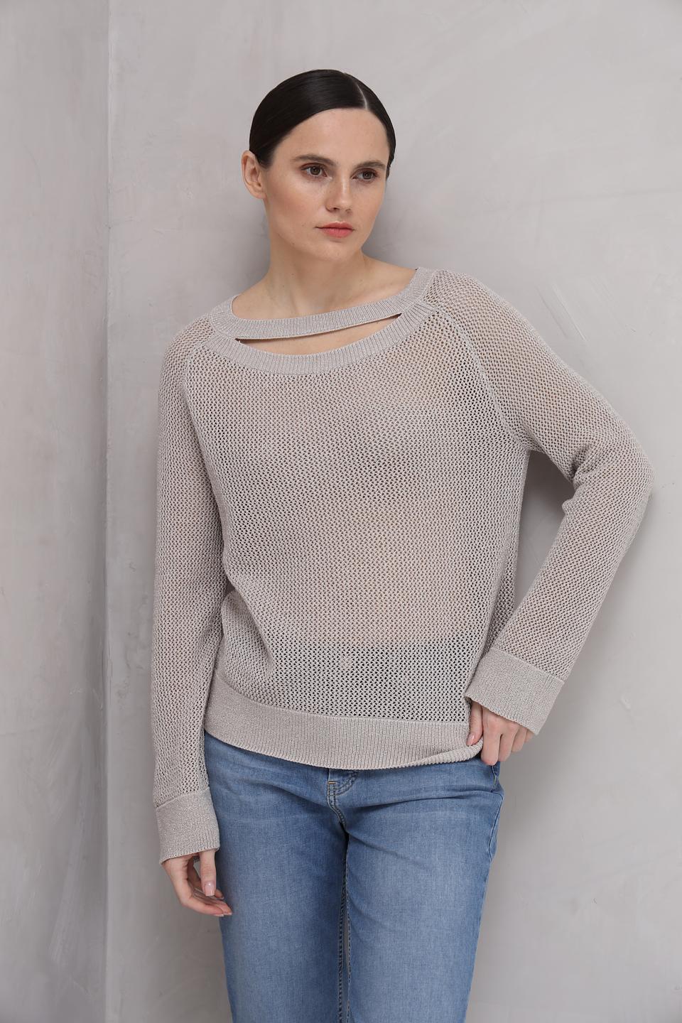 Пуловер Monari с вырезом бежевый