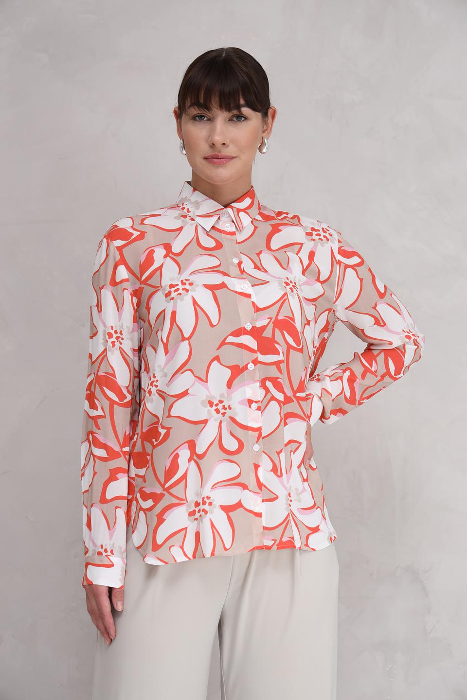 Рубашка You Just, белый, цветочный принт