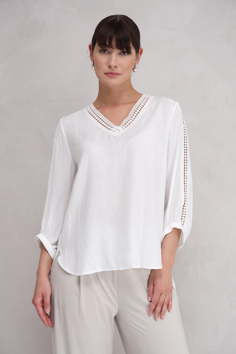 Блуза SE Stenau с кружевом белый