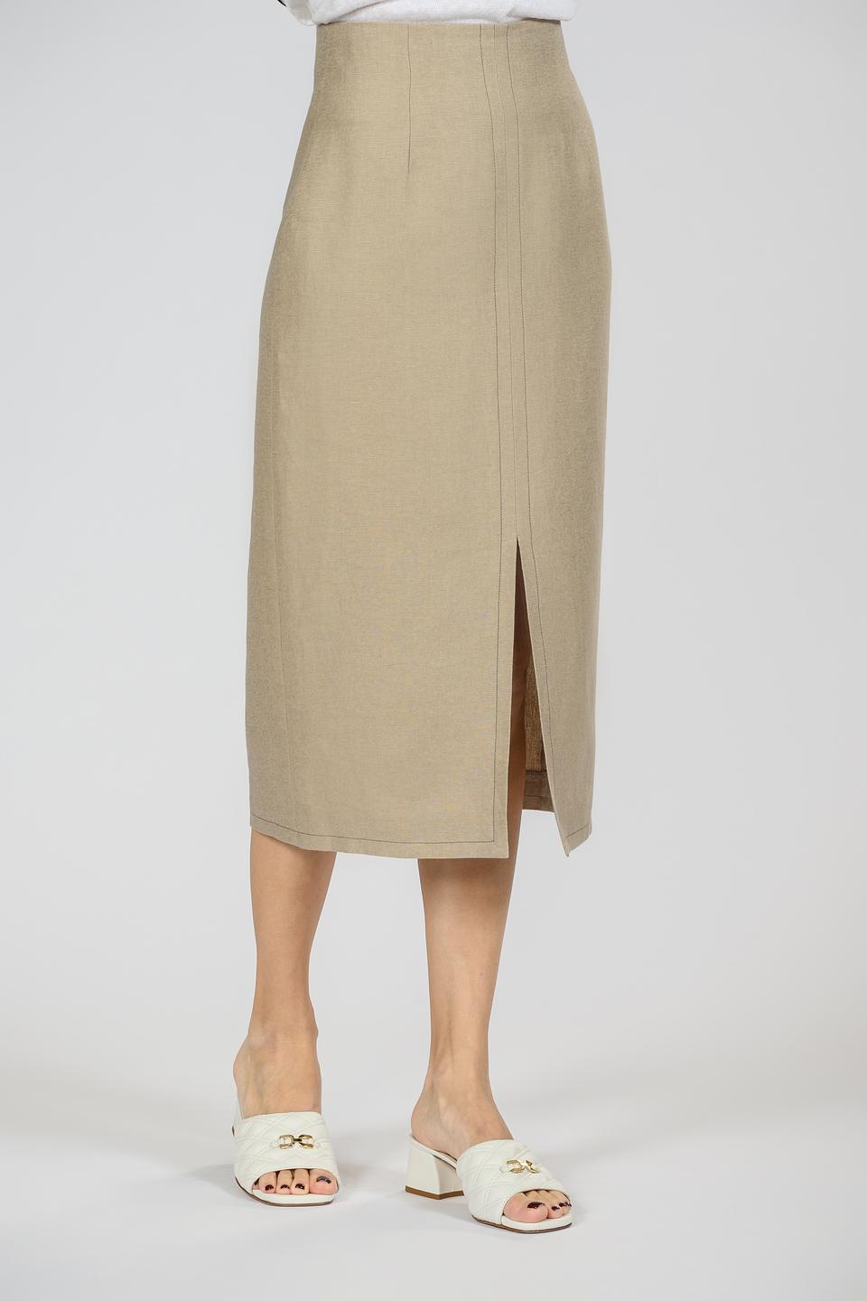 Юбка Giorgio Grati бежевая с разрезом