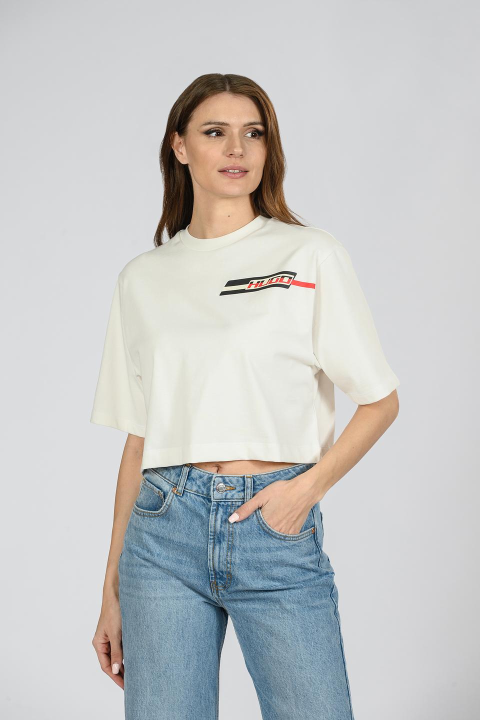 Футболка Hugo женская укороченная белая