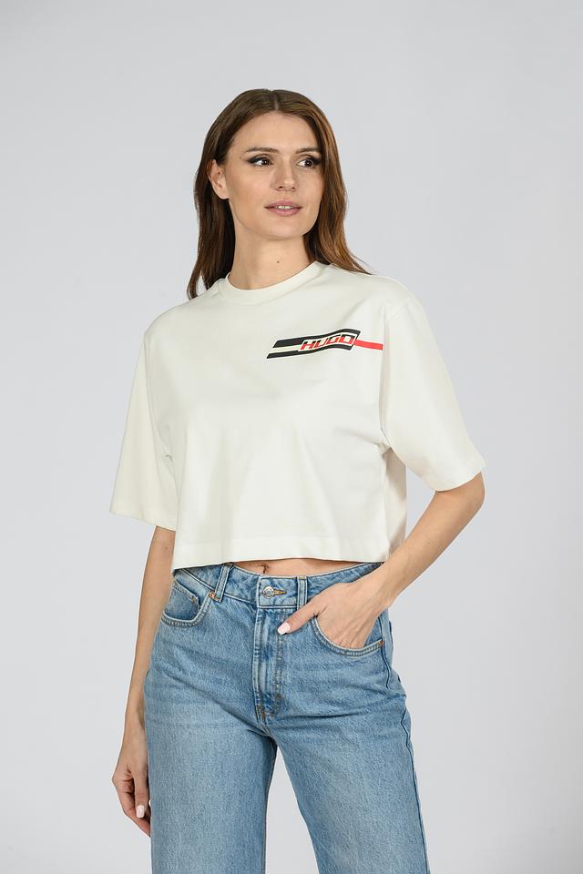 Футболка Hugo женская укороченная белая