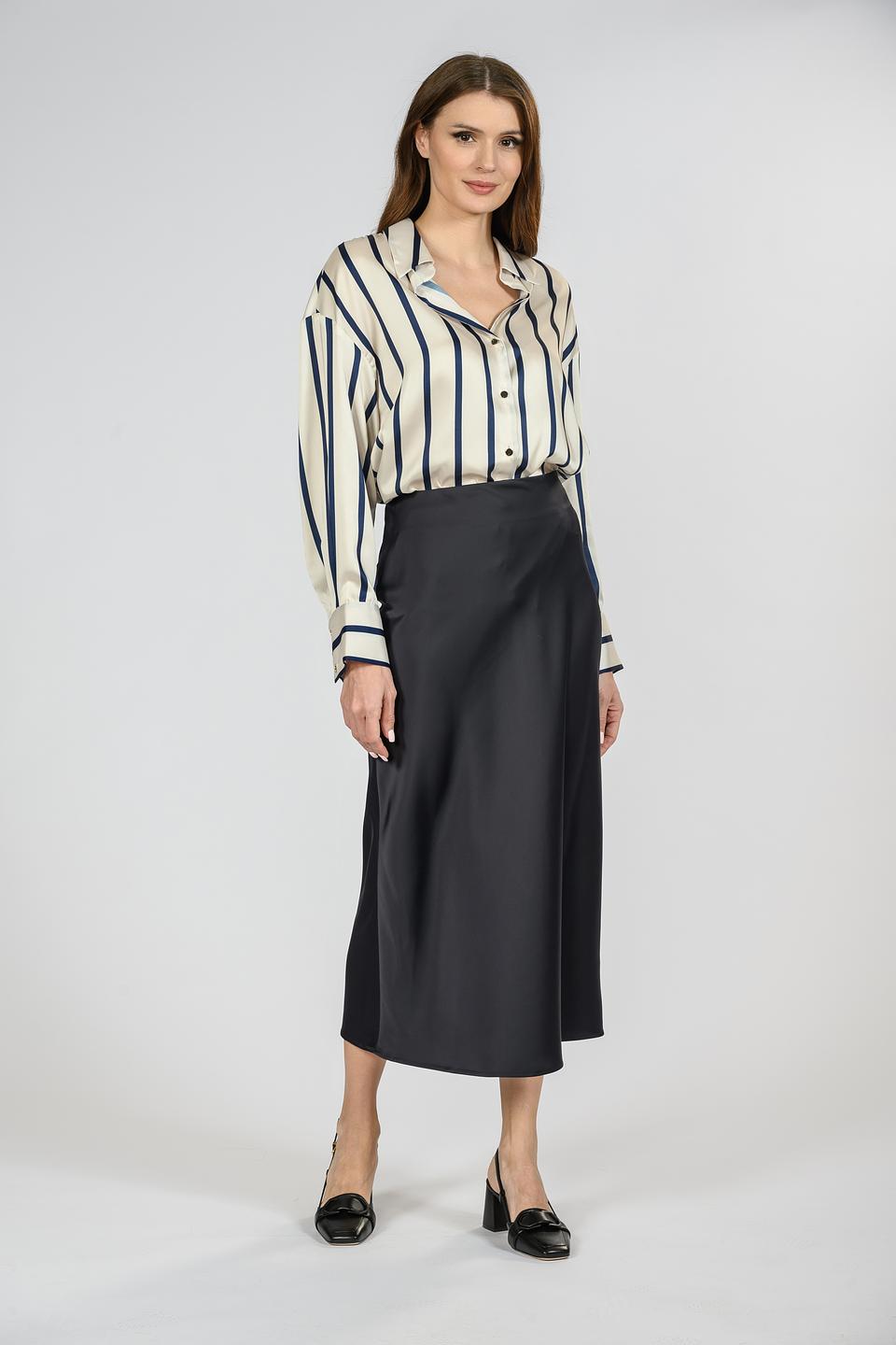 Рубашка Emka в полоску бежево-синяя