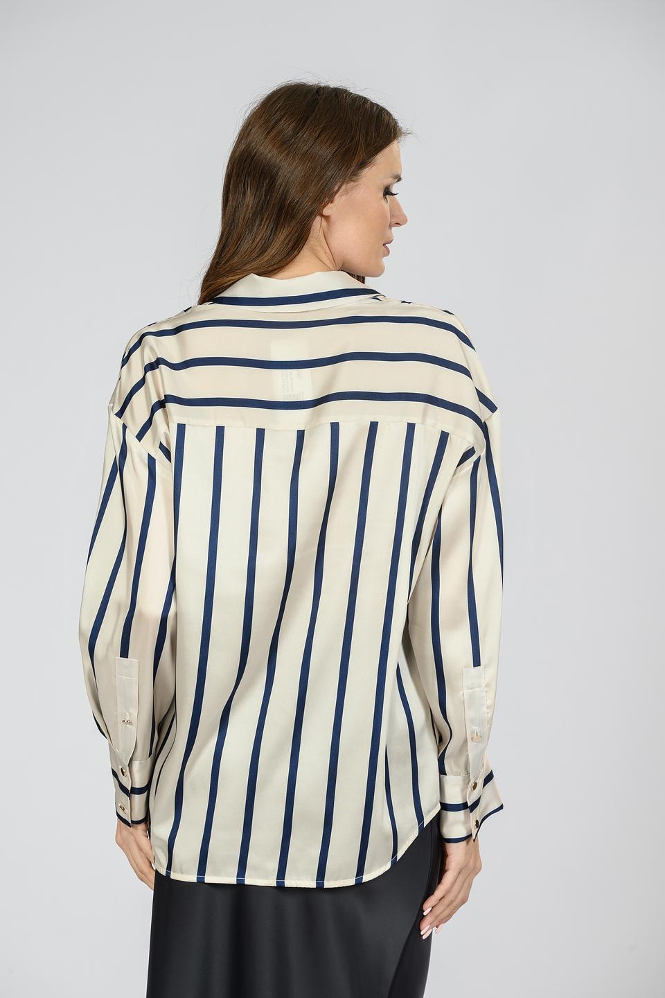 Рубашка Emka в полоску бежево-синяя