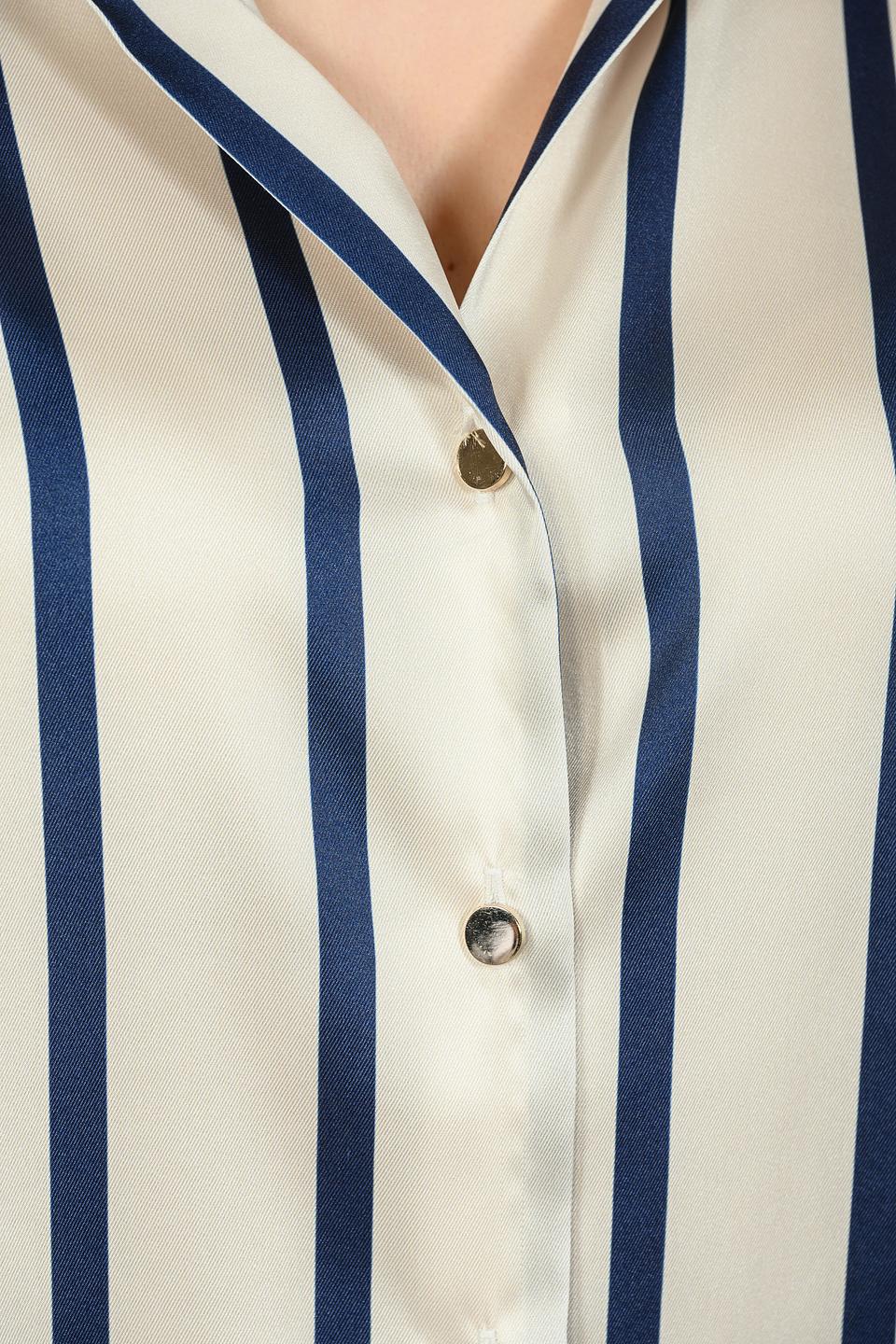 Рубашка Emka в полоску бежево-синяя
