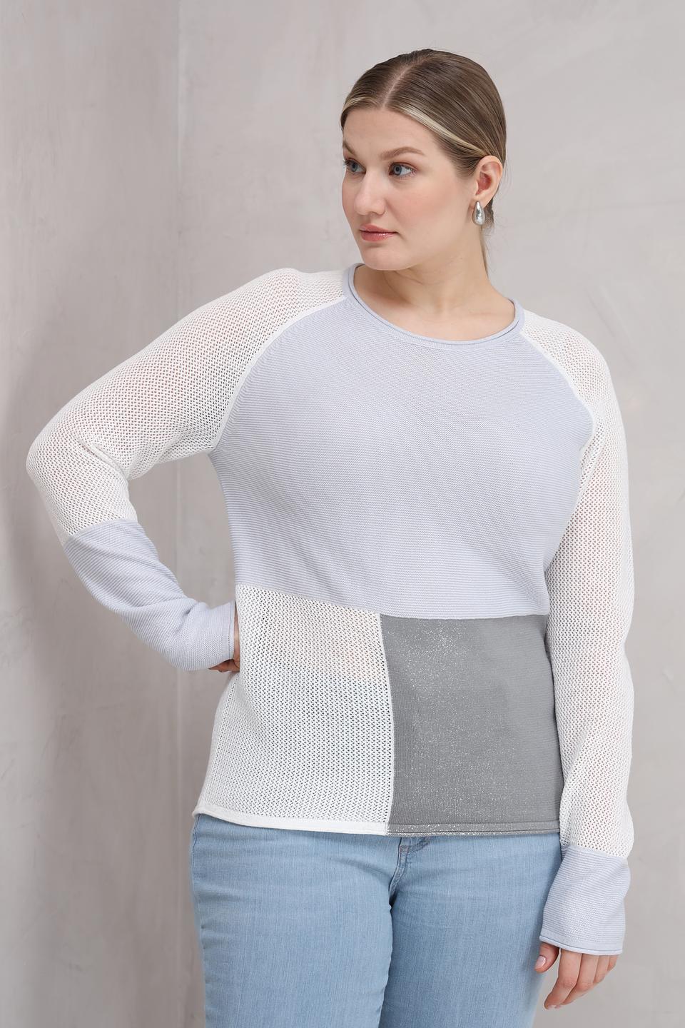 Пуловер Rabe collection комбинированный светло-серый