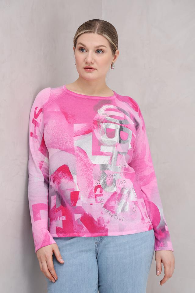 Пуловер Rabe collection с принтом розовый