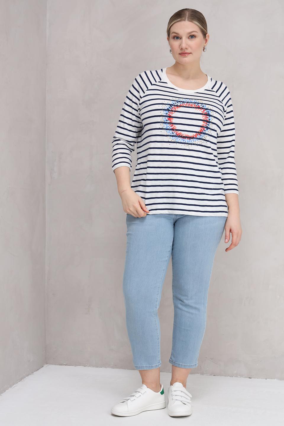 Блуза Olsen в полоску с аппликацией