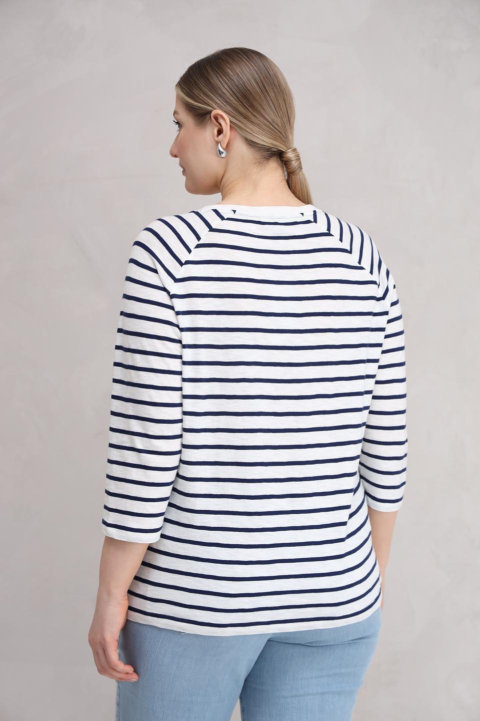 Блуза Olsen в полоску с аппликацией