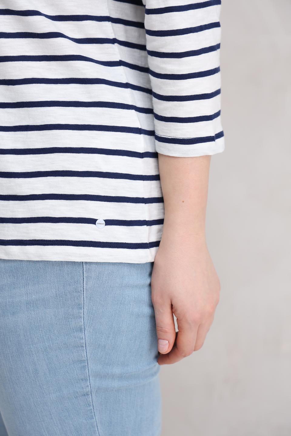 Блуза Olsen в полоску с аппликацией