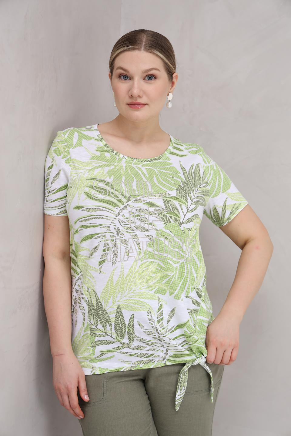 Блуза Olsen с принтом и завязкой лайм