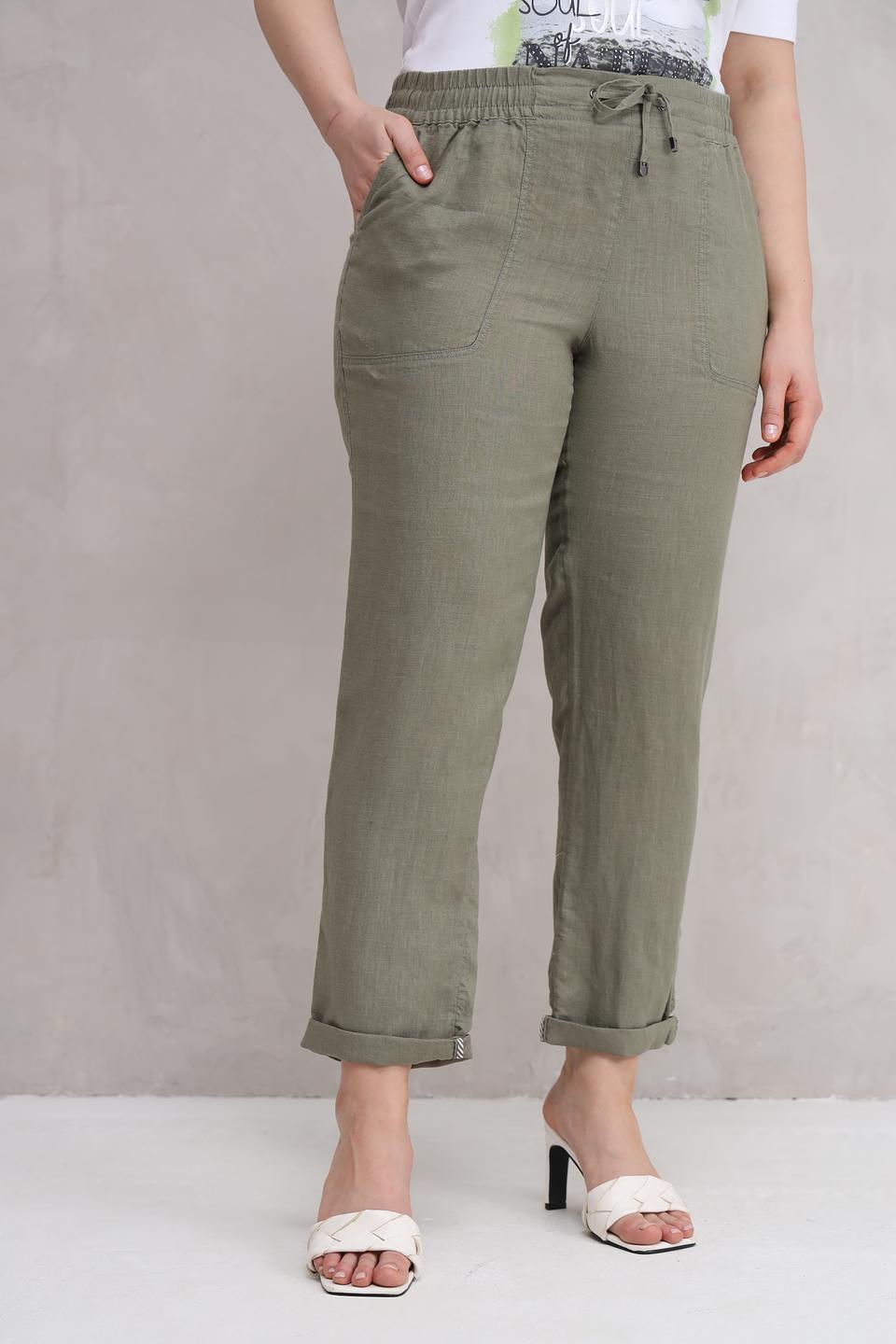 Брюки льняные Olsen хаки