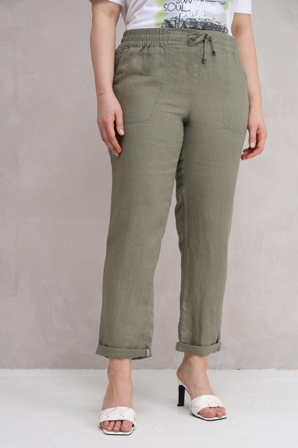 Брюки льняные Olsen хаки