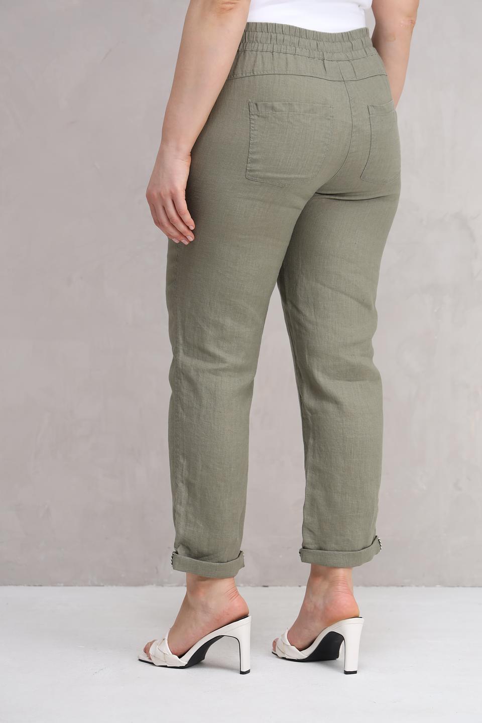 Брюки льняные Olsen хаки