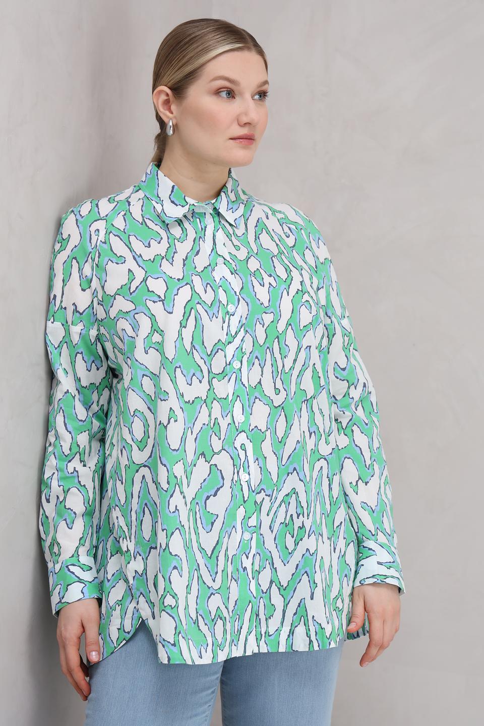 Блуза Lebek с принтом зелёный