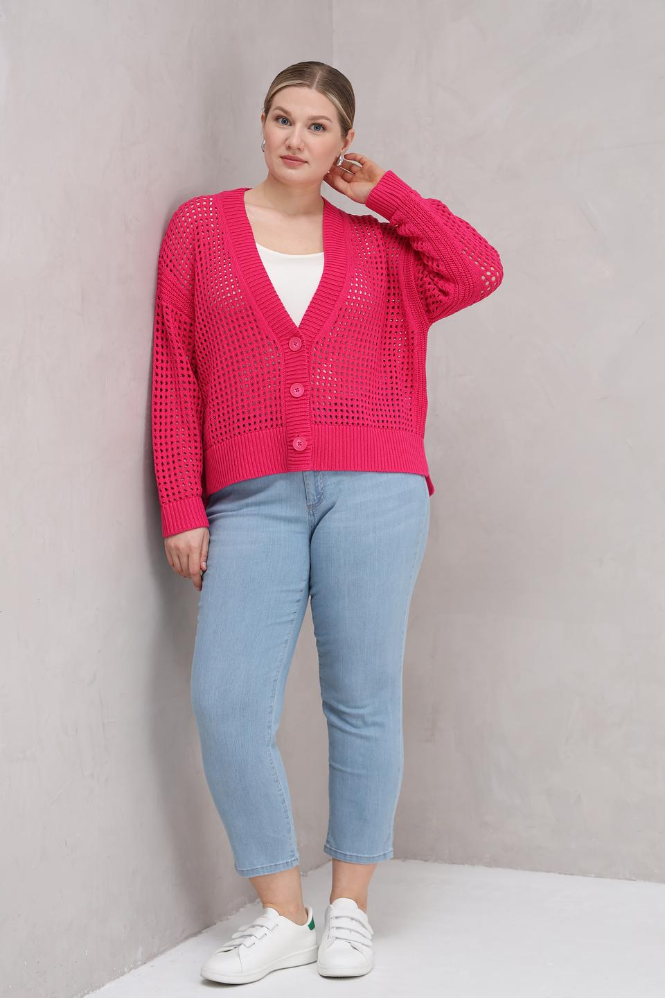 Жакет Lecomte малиновый ажурный