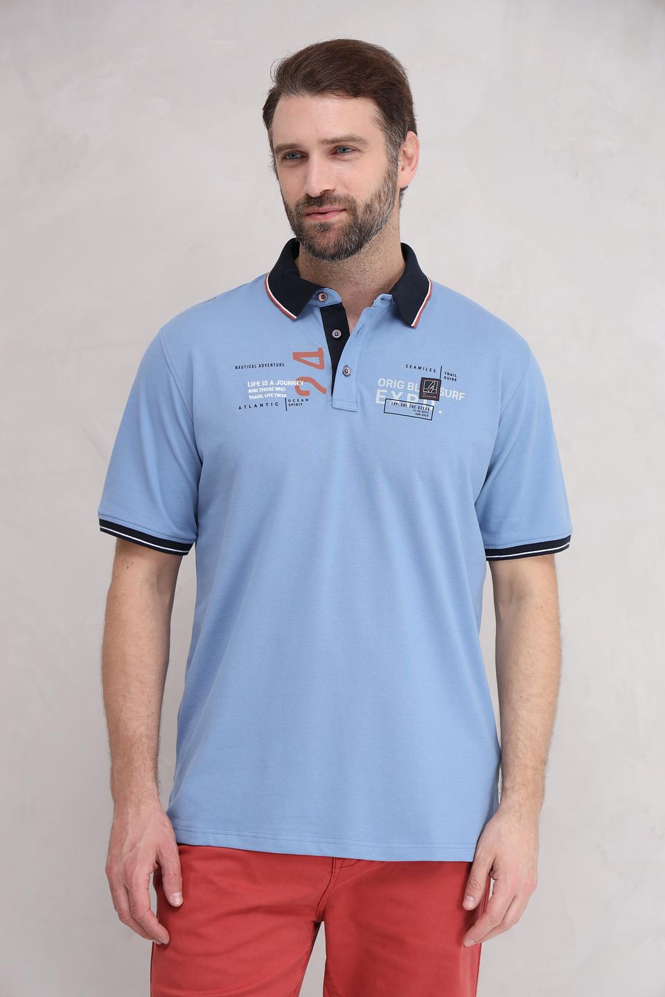 Поло Casa Moda голубое с принтом