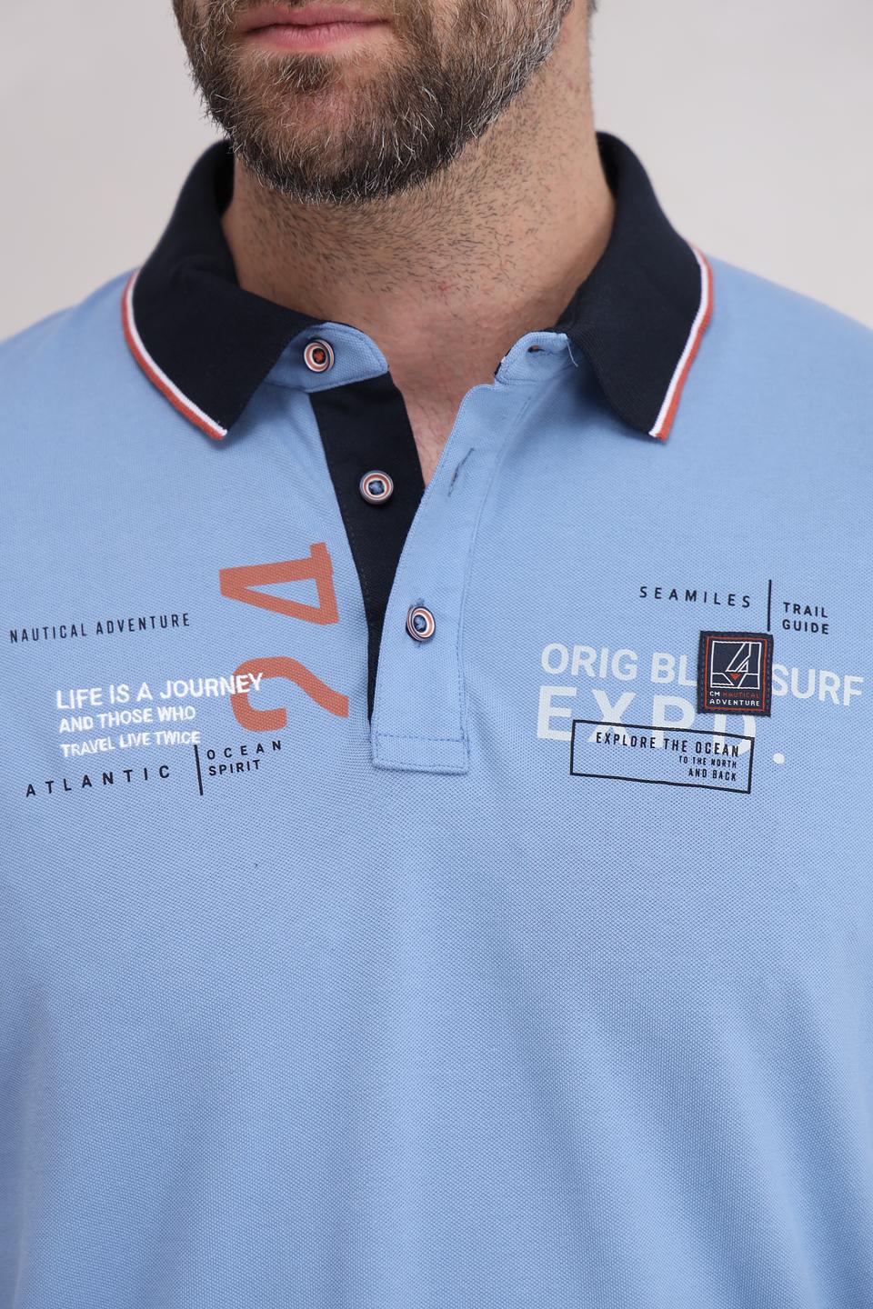 Поло Casa Moda голубое с принтом