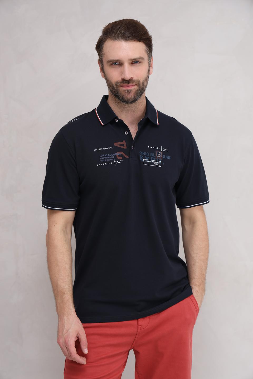 Поло Casa Moda с принтом чёрный