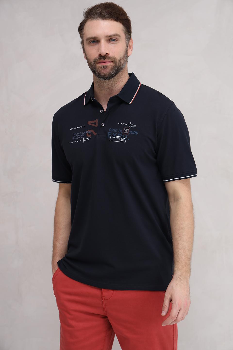 Поло Casa Moda с принтом чёрный